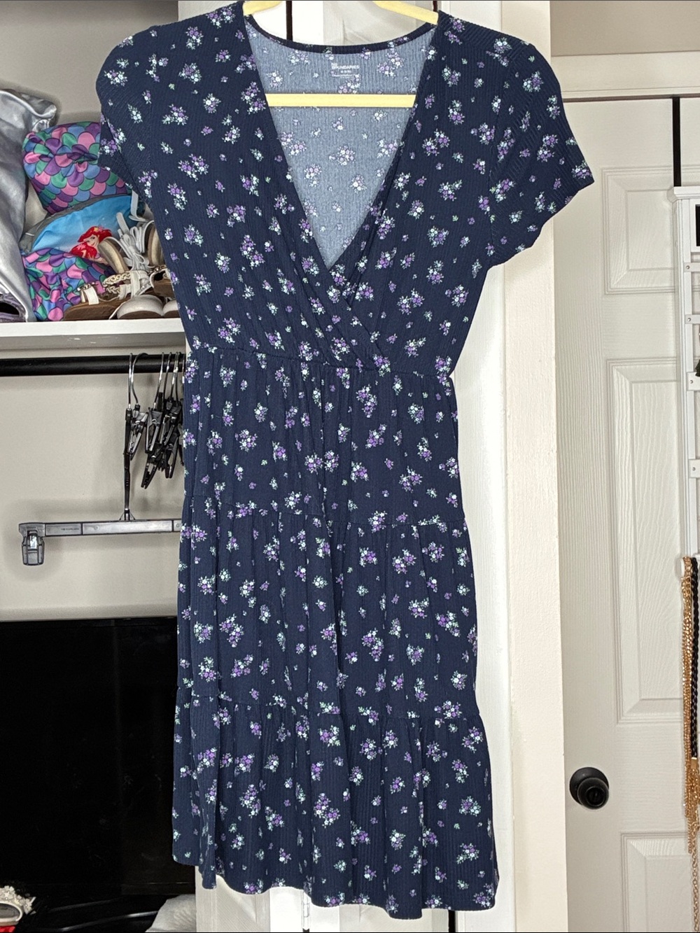 No Boundaries Navy Floral Wrap Midi Dress